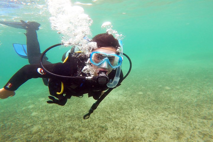 a person swimming in the water